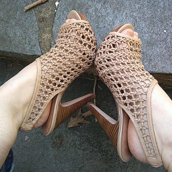 ANTONIO MELANI Shoes - Antonio Melani  Tan Woven Leather Heels